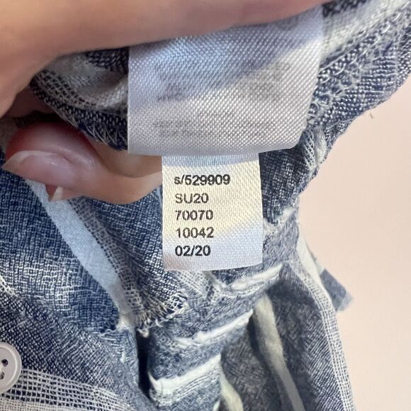 NWT Loft Blue & White Striped Button Up Romper Linen Women's Size 14 - Picture 9 of 10